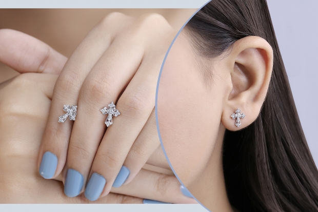 Buy Round White Diamond Vintage Cross Stud Earrings for Women (0.13 ctw,  Color I-J, Clarity I2-I3) in 925 Sterling Silver in Screw Back Online at  Dazzling Rock