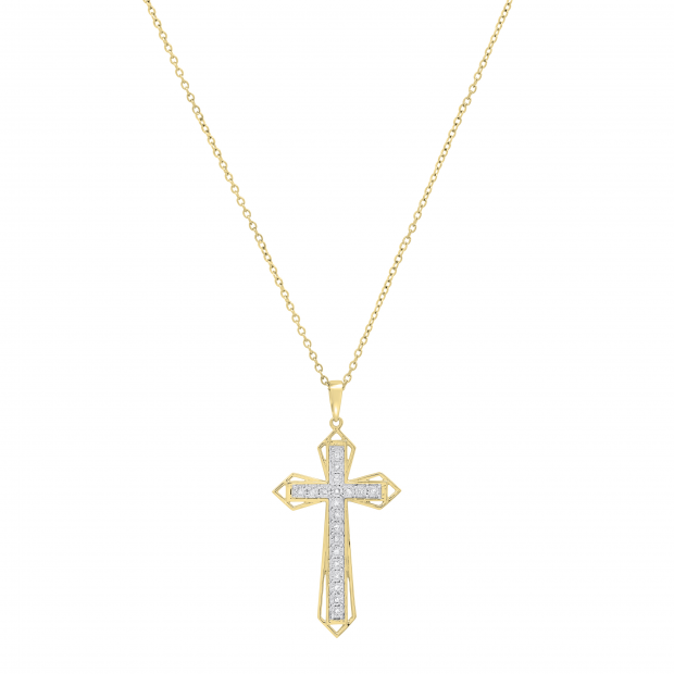 Buy Round White Diamond Religious Gothic Cross Pendant with 18