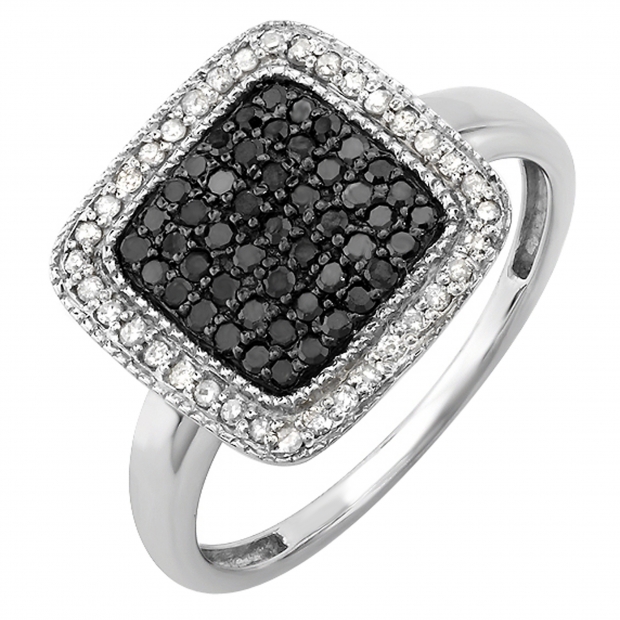Buy 0.43 Carat Round Black White Diamond Cocktail Right Hand Ring for Women in 18K White Gold Online at Dazzling Rock