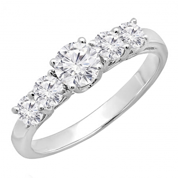14K Gold Round Lab Grown White Diamond Ladies Anniversary Wedding Band 1 CT Dazzlingrock Collection 1.00 Carat ctw