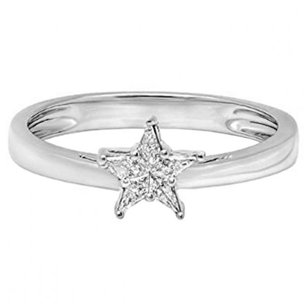 Kite Cut Invisible Setting Star Shaped Diamond Solitaire Ring 18k