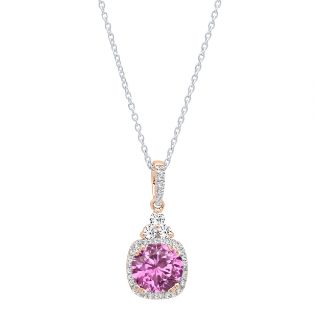 Pink Sapphire and Diamond 14kt Rose Gold Pendant