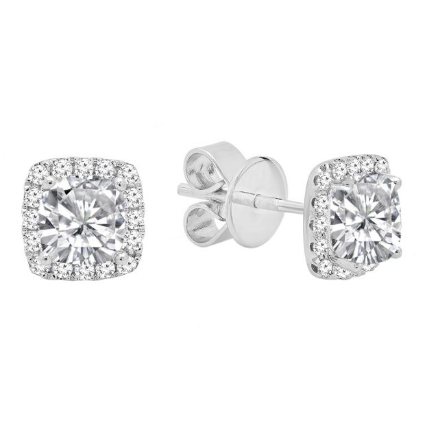Buy 10K White Gold Each MM Cushion Cut Lab Created White