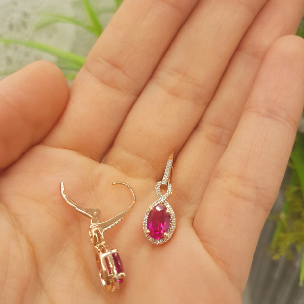 Buy 14K Rose Gold 7X5 MM Each Oval Lab Created Ruby & Round