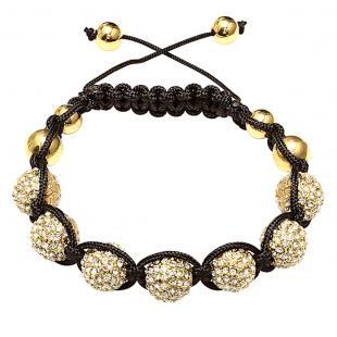 Shamballa Bracelet Pave Mens Ladies Unisex Hip Hop Style 12 mm Seven Gold Six Yellow Disco Ball Bead Unisex Adjustable