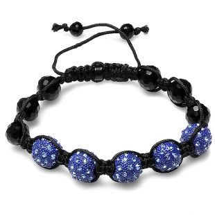 Shamballa Bracelet Men's Ladies Unisex Hip Hop Style Pave Five Crystal Blue Disco Ball Faceted Bead Adjustable