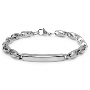 Mens Stainless Steel id Link Bracelet 6 mm wide 9 inch long Lobster Clasp
