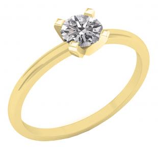 0.50 Carat (ctw) 14K Yellow Gold Round Lab Grown Diamond Ladies Solitaire Engagement Ring 1/2 CT