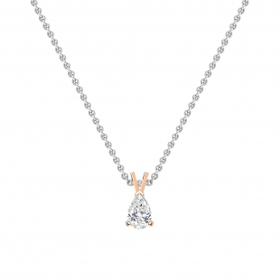 0.50 Cttw Pear Cut Solitaire Lab Grown Diamond Classic Pendant with 18 inch Silver Chain, 18K Rose Gold