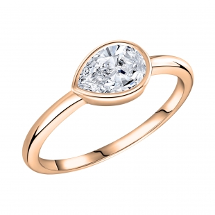 0.50 Cttw Pear Lab Grown Diamond Solitaire Sideways Bezel Set Ring,14K Rose Gold