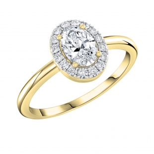 IGI Certified 1.00 Cttw Oval & Round Lab Grown Diamond Halo Engagement Ring,14K Yellow Gold