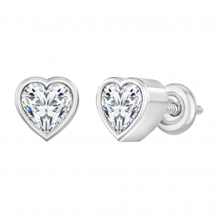 0.50 Cttw Heart Cut Lab Grown Diamond Solitaire Bezel Set Stud Earrings for Women in 925 Sterling Silver in Screw Back