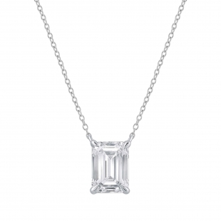 0.50 Ctw Emerald Lab Grown Diamond Classic Solitaire Pendant with 18 inch Silver Chain, 925 Sterling Silver