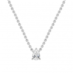 0.50 Ctw Pear Lab Grown Diamond Teardrop Solitaire Pendant with 18 inch Silver Chain, 14K White Gold