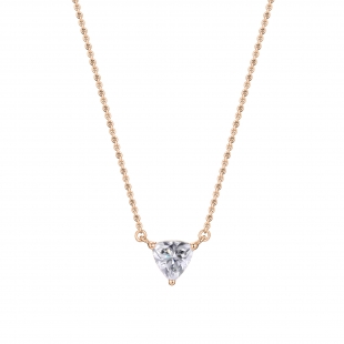 IGI Certified 1.00 Ctw Trillion Lab Grown Diamond 3 Prong Minimalist Solitaire Pendant with 18 inch Gold Chain, 10K Rose Gold