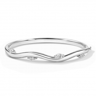 0.13 ctw Marquise Lab Grown Diamond Wave Bangle Bracelet, 925 Sterling Silver