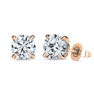 10K Rose Gold Unseen Halo Push Back Stud Earrings, 0.83 ctw Round Lab Grown Diamond