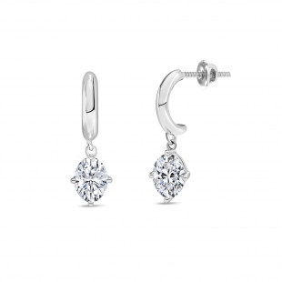 0.75 Ctw Oval Lab Grown Diamond Solitaire Classic Drop Earrings for Women in 925 Sterling Silver in Screw Back