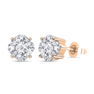 IGI Certified 1.00 Cttw Cushion Lab Grown Diamond Solitaire Earrings ,18K Rose Gold in Push Back