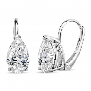 IGI Certified 3.00 Cttw Pear Lab Grown Diamond Solitaire Lever Back Earrings, 925 Sterling Silver