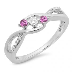 Pink Sapphire Infinity Promise Ring For Women In 18K White Gold