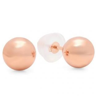 Dazzlingrock Collection 14K Ball 10mm Stud Earrings with Silicone Covered Gold Pushbacks White Gold