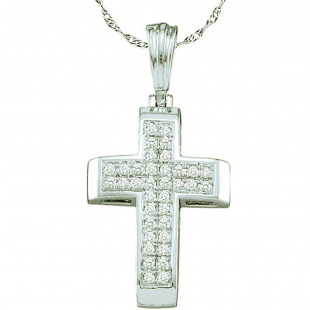 Dazzlingrock Collection 0.13 Ct Diamond Cross Pendant – 18K White Gold, 18" Chain Included