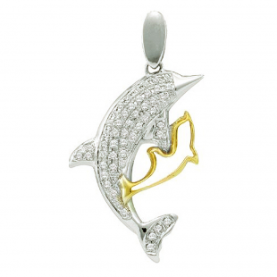 Dazzlingrock Collection 0.12 Carat Diamond Sea Turtle Pendant In 14K Gold With Silver Chain - View #10
