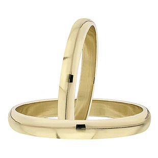 14k Yellow Gold Men's Ladies Unisex Ring Wedding Band 3MM Domed Plain Shiny Polished Traditional Fit (Available in Sizes 5 to 13)