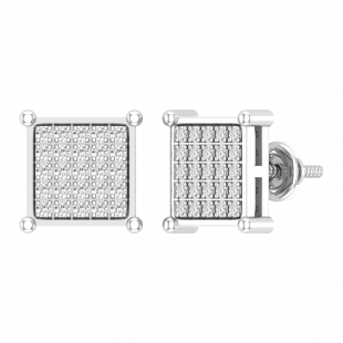 Dazzlingrock Collection Round Diamond Square Stud Earrings - Unisex Screwback Earrings With Natural Gemstones - View #12