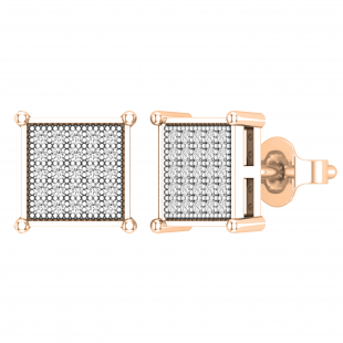 Dazzlingrock Collection Round Diamond Square Stud Earrings - Unisex Screwback Earrings With Natural Gemstones - View #3