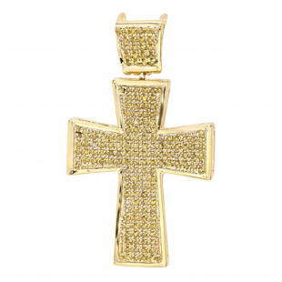 0.50 Carat (ctw) 18k Yellow Gold Plated Sterling Silver Micro Pave Diamond Mens Hip Hop Religious Cross Pendant