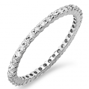 0.55 Carat (ctw) 14k White Gold Round Diamond Ladies Eternity Anniversary Stackable Ring Wedding Band