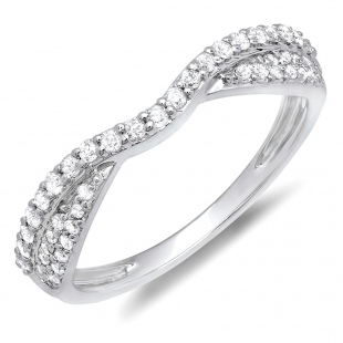 0.32 Carat (ctw) 14k White Gold Round Diamond Ladies Anniversary Wedding Band 1/3 CT