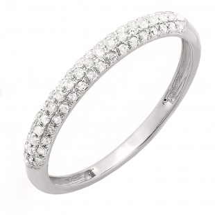 0.25 Carat (ctw) 10k White Gold Round Diamond Ladies Pave Anniversary Wedding Band Stackable Ring 1/4 CT