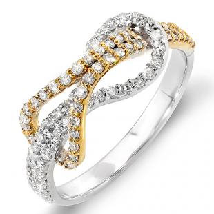 0.45 Carat (ctw) 14k White & Yellow Gold Round Diamond Ladies Cocktail Right Hand