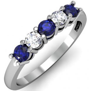 DazzlingRock Collection – 14 Karat Rotgold Ring Mit Blauem Saphir & Weißen Diamanten, Krappenfassung
