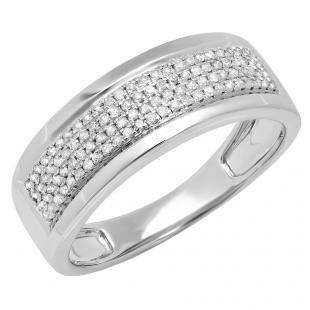 Men's 10K White Gold cheapest Fn Original 925 Sterling Silver Round Diamond Pinky Engagement Wedding Band Ring