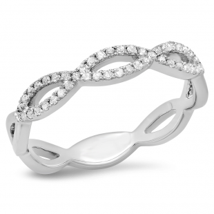 0.25 Carat (ctw) 925 Sterling Silver Round White Diamond Ladies Infinity Crossover Swirl Wedding Anniversary Band Ring 1/4 CT