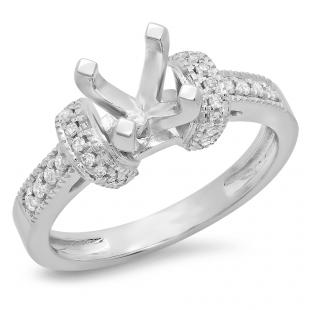 0.20 Carat (ctw) 14K White Gold Round White Diamond Ladies Bridal Semi Mount Engagement Ring 1/5 CT (No Center Stone)