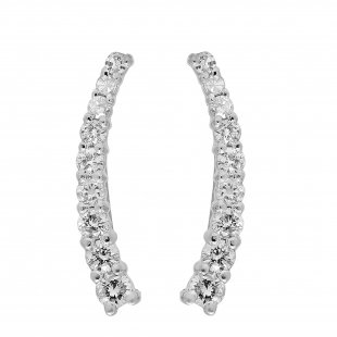 0.25 Carat (Ctw) 10K White Gold Round Cut White Diamond Ladies Crawler Climber Earrings 1/4 CT