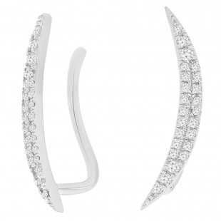 0.25 Carat (ctw) 10K White Gold Round Cut White Diamond Ladies Climber Earrings 1/4 CT