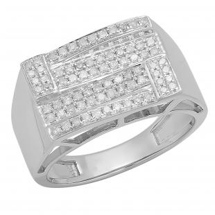 Dazzlingrock Collection 1/6 Ct Diamond Men's Wedding Band – Sterling Silver Micro Pave Hip Hop Ring