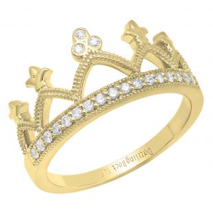 Dazzlingrock Collection 0.07ct Diamond Engagement Ring - 10K Yellow Gold, Crown Style, Size 10 - View #6