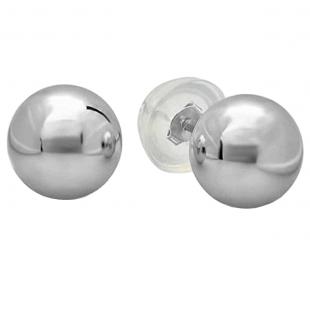 14K White Gold Ball 4 MM Stud Earrings with Silicone covered Gold Pushbacks