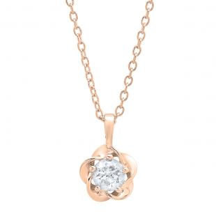 0.55 Carat (ctw) 18K Rose Gold Round Diamond Ladies Solitaire Pendant 1/2 CT