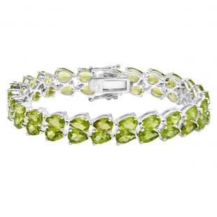 Sterling Silver Pear Peridot Ladies Tennis Bracelet
