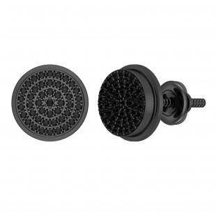 0.33 Carat (ctw) Round Black Diamond Hip Hop Mens Stud Earrings 1/3 CT Black Plated 14K White Gold