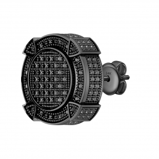 0.13 Carat (ctw) Black Diamond Men\'s Stud Earring Black Plated 14K White Gold (1 Pc Only)