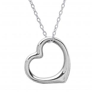 Attractive Floating Heart Classic Gold Pendant, 14K White Gold